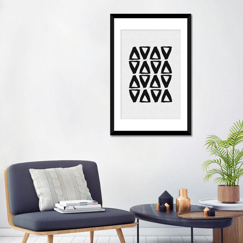 «Abstract II», impression sur toile, Papier d'art encadré noir, Blanc, H 32 po x l 24 po x P 1 po