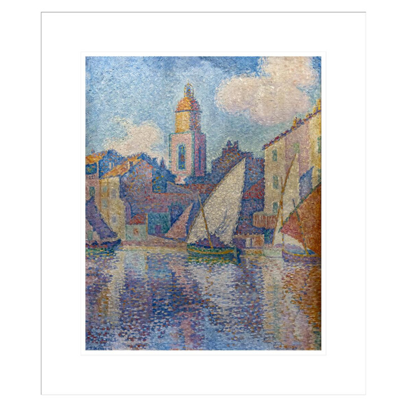 Le clocher de Saint-Tropez par Paul Signac - Estampe numérique encadrée, H 20,72 po x l 17,75 po