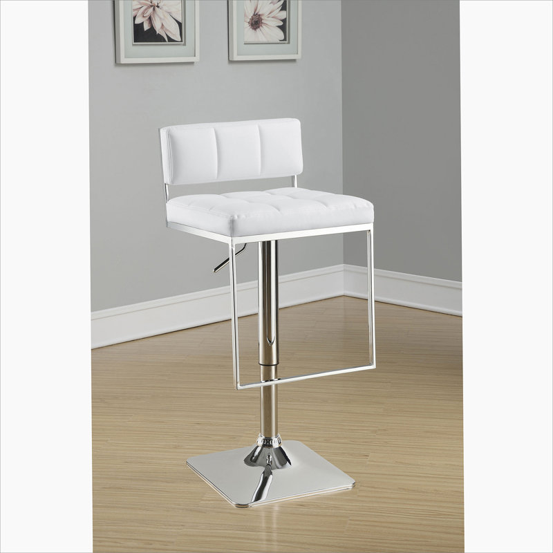 Chrome and White Adjustable Bar Stool