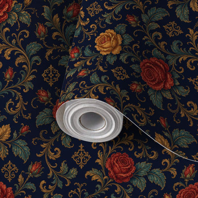 Papier autocollant auto-adhésif et amovible à motif floral baroque à motif floral auto-adhésif 24 po x 118 po (60 po x 300 cm)
