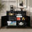 Modern Black Sideboard Cabinet, 2-Door Coffee Bar Buffet with Adjustable Shelves, Storage Cabinet for Kitchen & Living Room