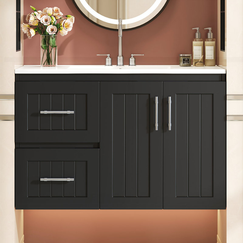 36'' Wall Mounted Bathroom Vanity, Black