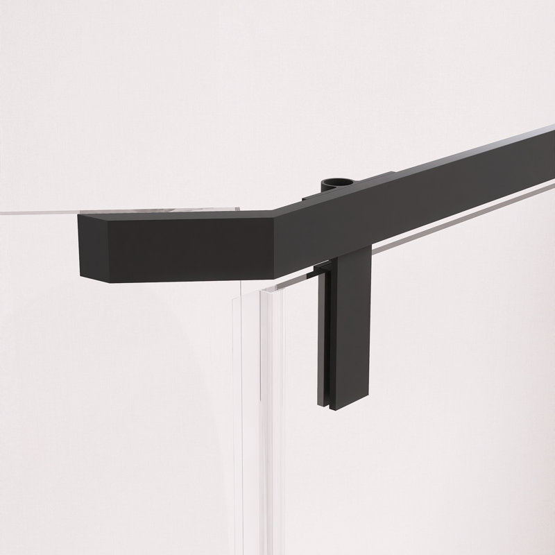 Porte de douche de coin semi-sans cadre avec porte-serviettes et verre trempé transparent l 36 po x P 36 po x H 72 po, Noir