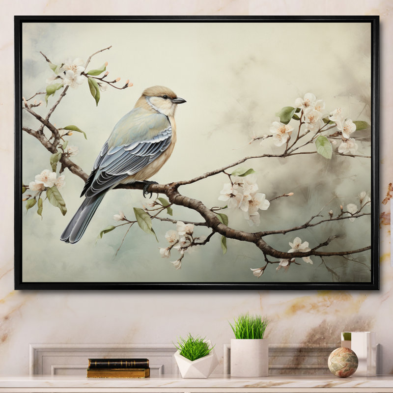 Oiseau majestueux, oiseau, art mural, H 34 po x l 44 po x P 1,5 po, Cadre flottant noir