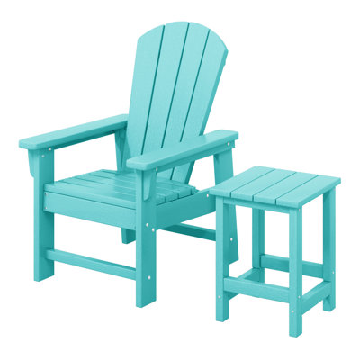 Chaise Adirondack d'extérieur en poly Laguna pour enfants avec table d'appoint