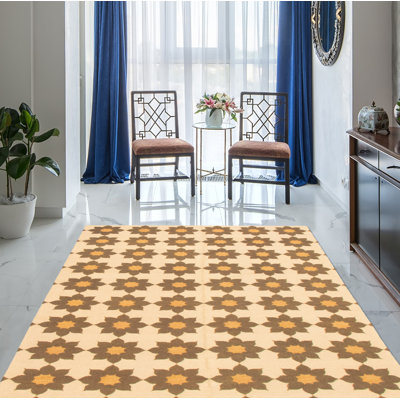 Ecarpetgallery Lahor Geometric Flatweave Wool Light Khaki Area Rug