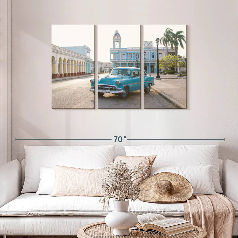 Mehar Blue Cuban Car, 28" H x 45" W