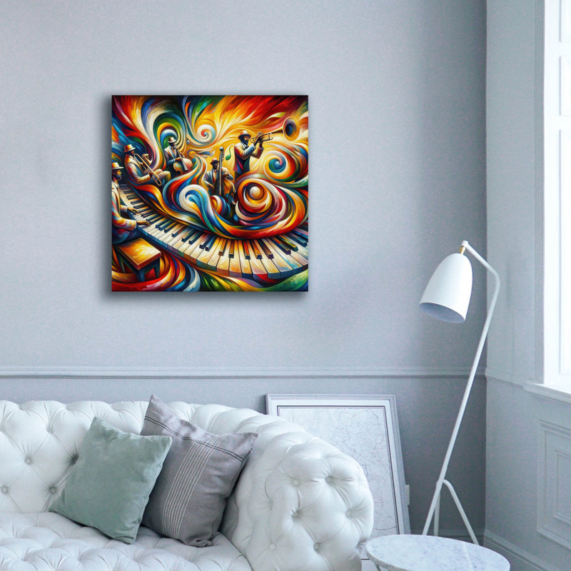 «Jazzplotion 2» par Rich Monet, art mural sur toile, H 37 po x l 37 po x P 1,5 po