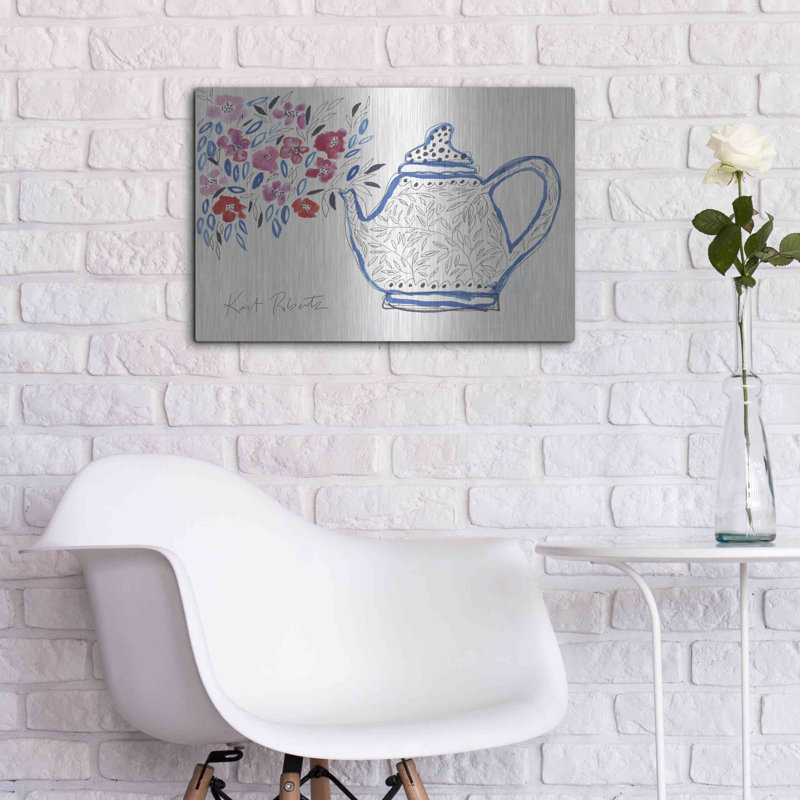 Art mural en métal «Granny's Tea Pot» par Kait Roberts, Luxe, H 16 po x l 24 po