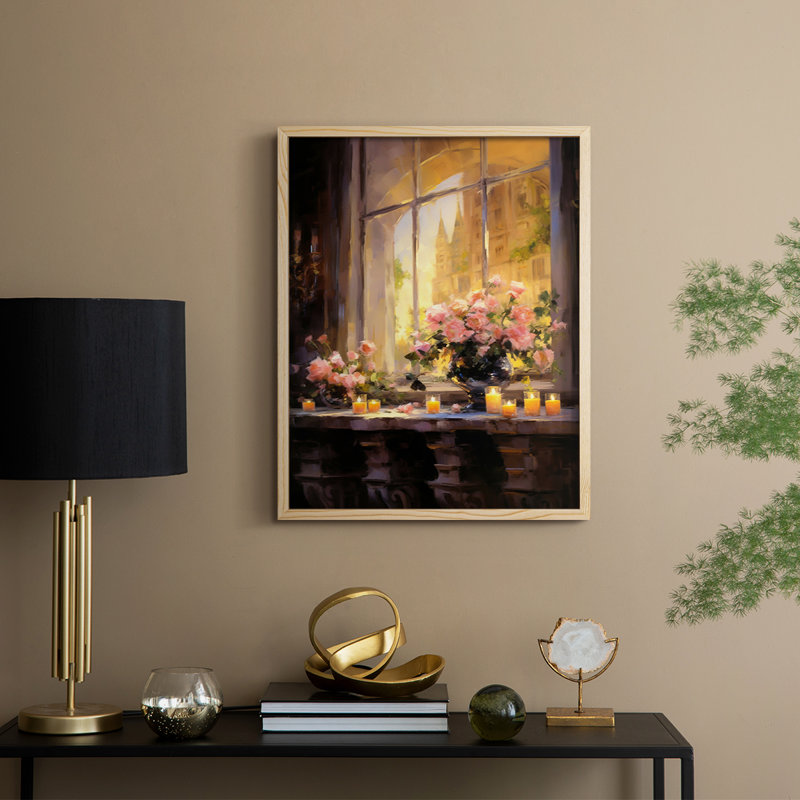 Reproduction encadrée FLORAL Series DCCLIX - bois massif, Naturel, H 21 po x l 17 po