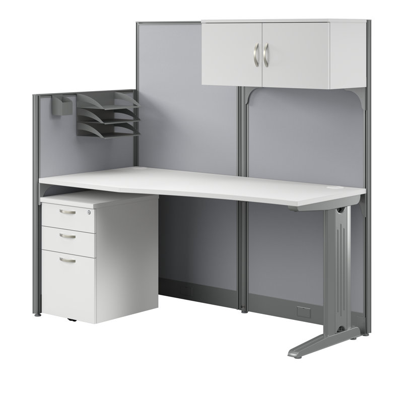 Bureau en une heure avec rangement, Blanc pur