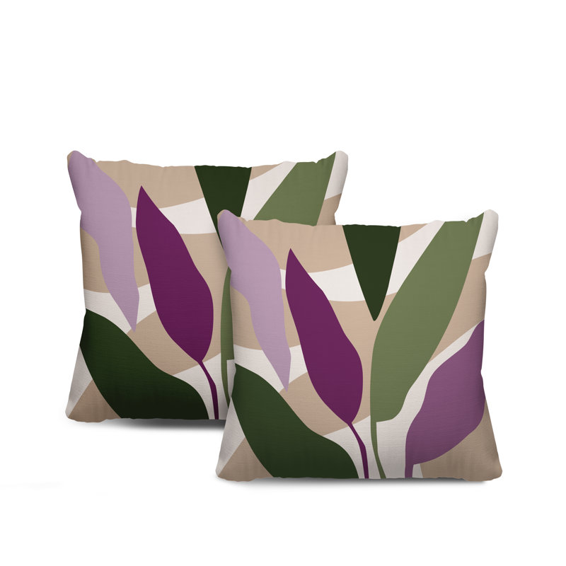 Jeté carré en polyester / mélange de polyester intérieur / extérieur, L 19 po x H 19 po, Mauve / beige