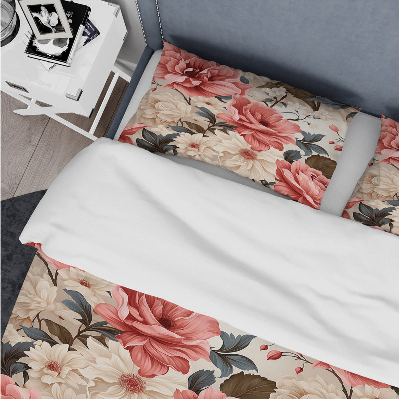 Vintage Roses Grace Victorian Pattern I - Ensemble de housse de couette à motif floral