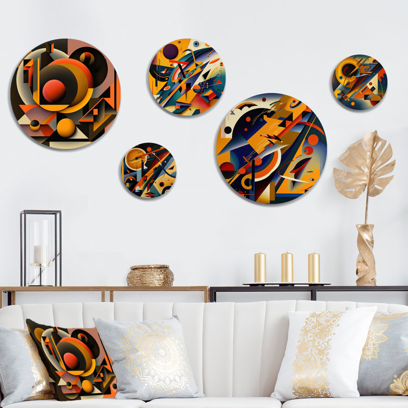 Vibrant Multicolor Geometric Shapes Metal Wall Art Set