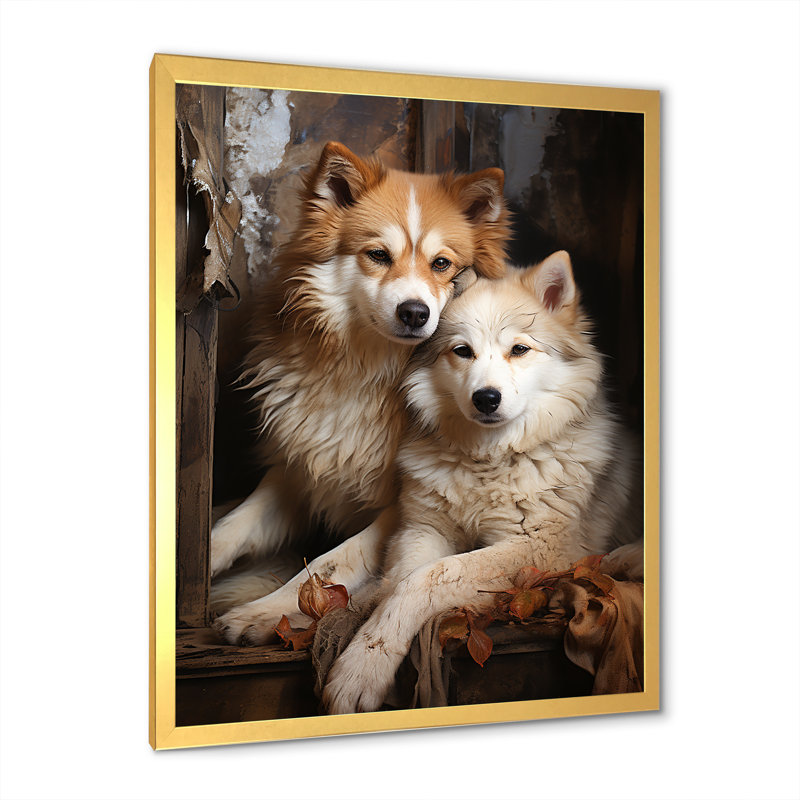 Chien Akita Affection II - impression, H 40 po x l 30 po x P 1,5 po, Cadre doré simple