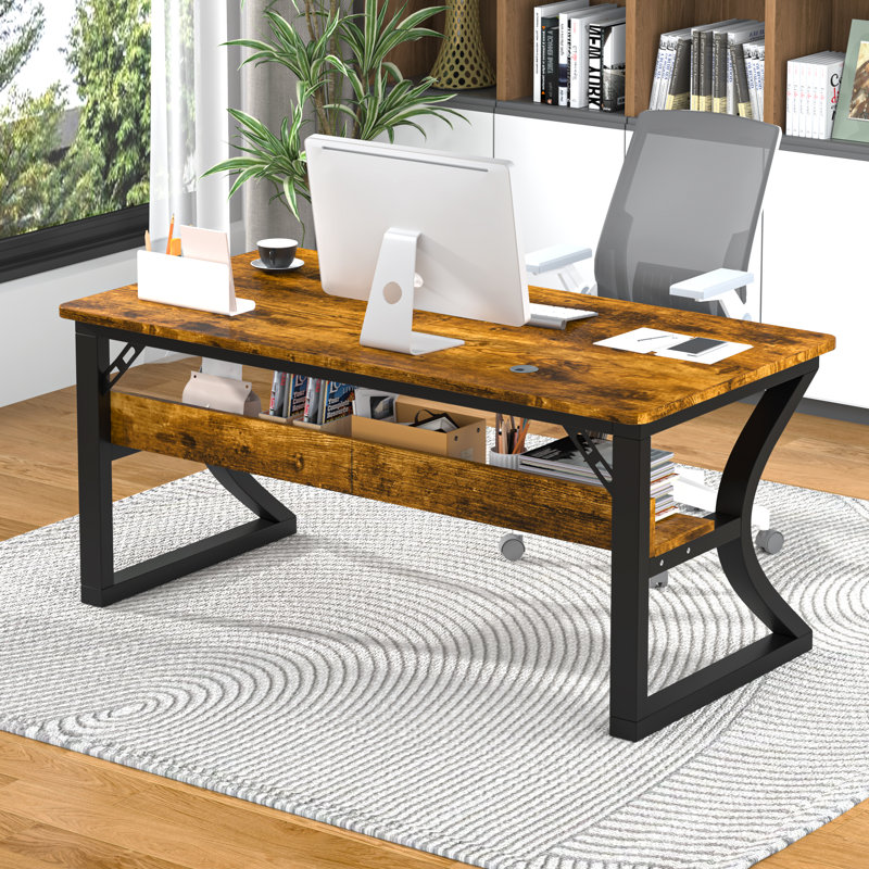 Antawan Commercial Grade Office Computer Desk and Home Office Desk, Vintage, 29.5" H x 47.2" L x 23.6" W