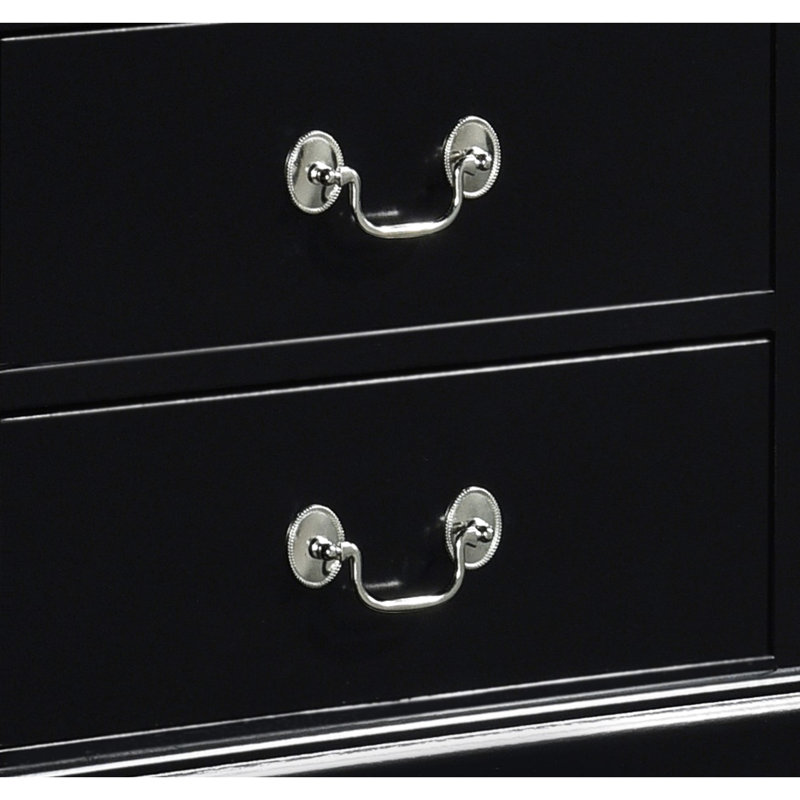 Table de chevet pour chambre à coucher - Meuble traditionnel à 2 tiroirs avec finition en bois noir et tiroir, Noir