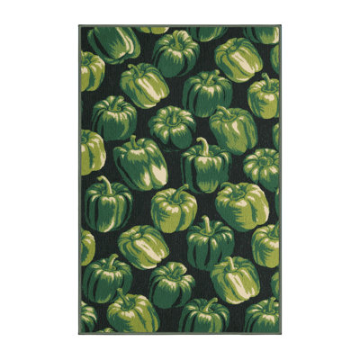 Washable Bell Pepper Green Vegetables Area Rug
