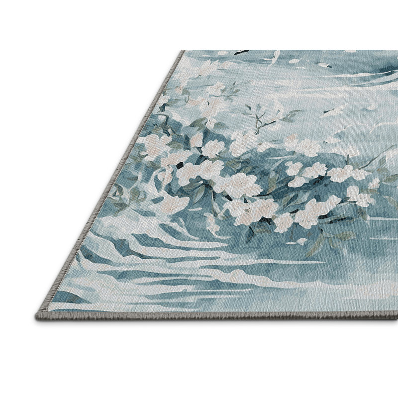 Machine Washable Gray Area Rug, Rectangle 5' x 8'