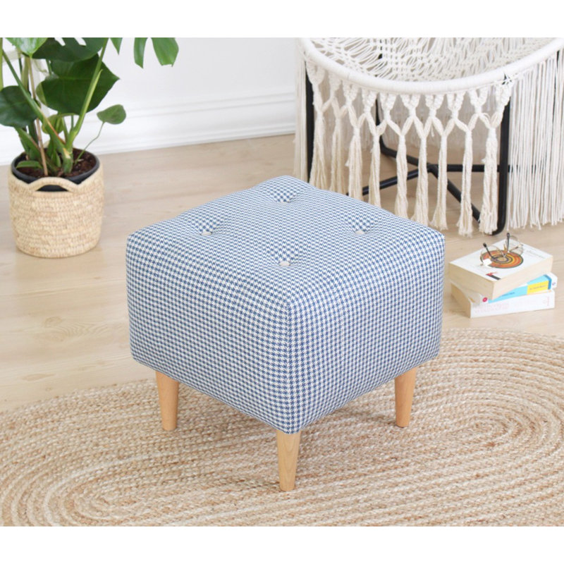 Cook 43cm Wide Novelty Solid Colour Footstool Ottoman, Blue