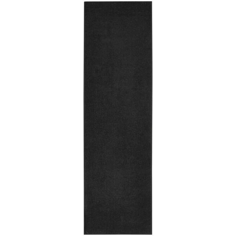 Tapis intérieur / extérieur noir Mullican Sandy, Tapis de couloir 2 pi 2 po x 10 pi