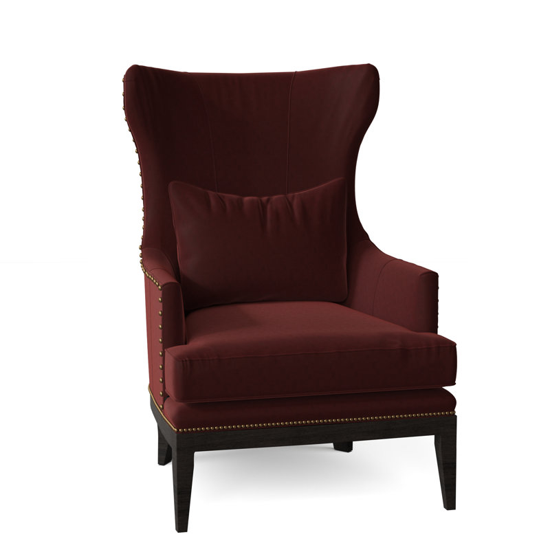 Fauteuil à oreilles en cuir véritable l 30,5 po Somma, Cuir véritable Aspen Lenado brun, Pavées