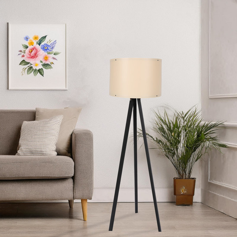Tripod Floor Lamp, Black, Beige
