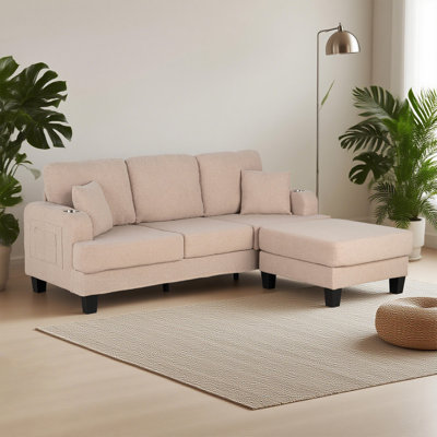 Canapé 2 pièces avec repose-pieds et port USB Oriana pour petit salon Oriana