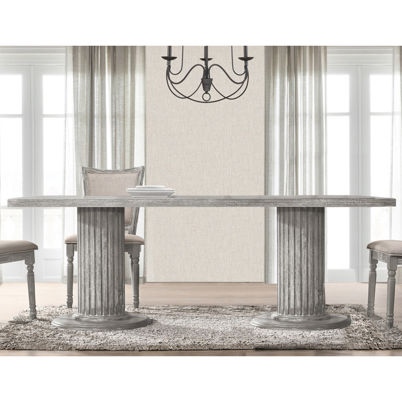 Jaron 84" Solid Wood with Fluted Base Dining Table 