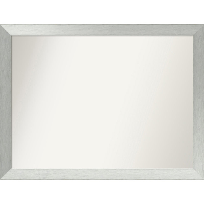 Miroir de salle de bain mural en argent brossé sans cadre, Rectangle, 32 po x 42 po