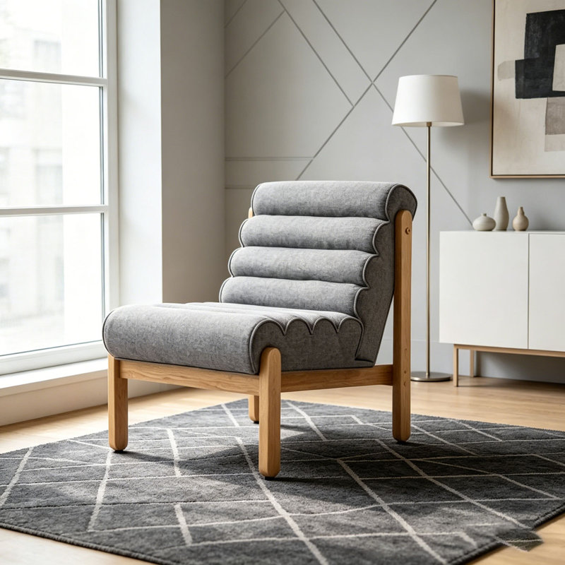 Fauteuil d'appoint Fluffy, Gris foncé / naturel