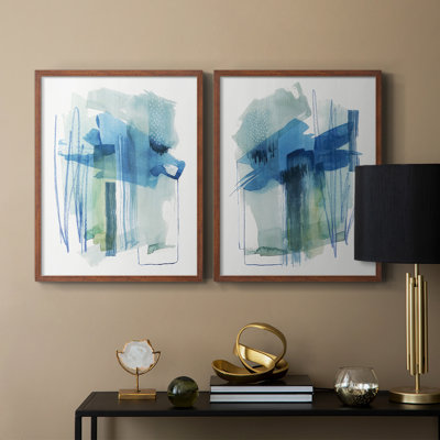 «Abstract Oasis I», reproduction encadrée de qualité supérieure - prête à être accrochée - aucun clou requis - aucun clou requis