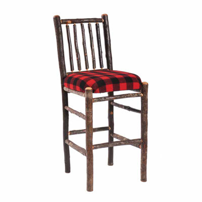 Fireside Lodge Hickory Log Spoke Back Barstool - Wood Seat - Cognac