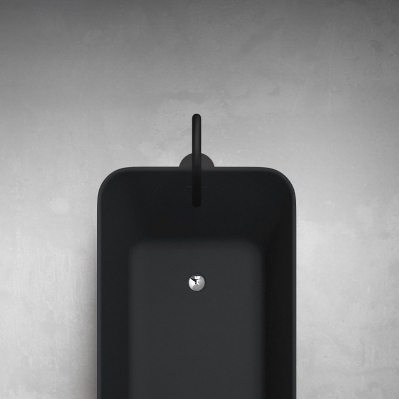 Ensemble de baignoire et douche incurvée noire simple rectangulaire en pierre artificielle noire l 67 po H 23,2 po