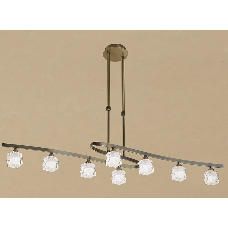 Knutson 8 - Light Polished Chrome Kitchen Island Pendant, Antique Brass