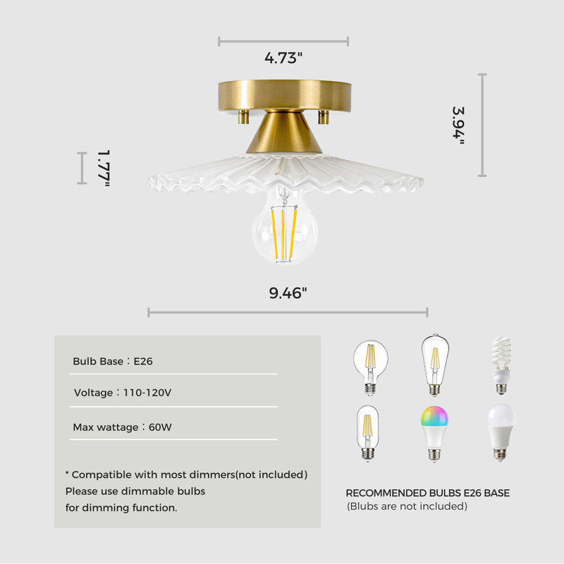 9-inch 1-light Flush Mount Ceiling Light