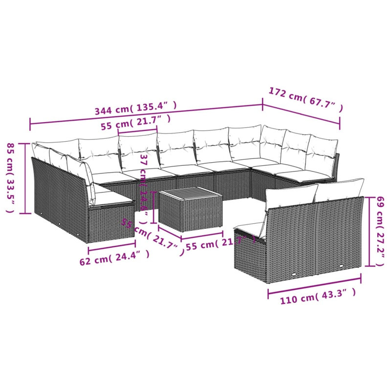 Ensemble de canapé de jardin Vidaxl