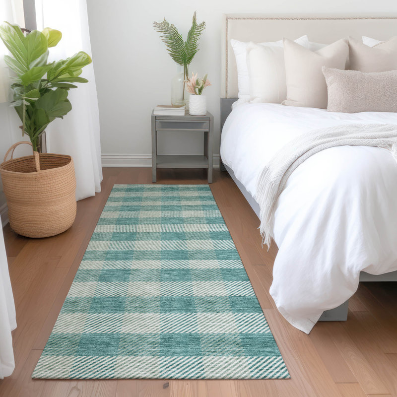 Premium Machine Washable Prisco Teal Rug, Runner 2'3" x 7'6"