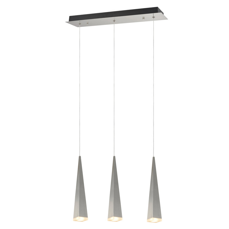 3 - Light Kitchen Island Pendant, Brushed Nickel