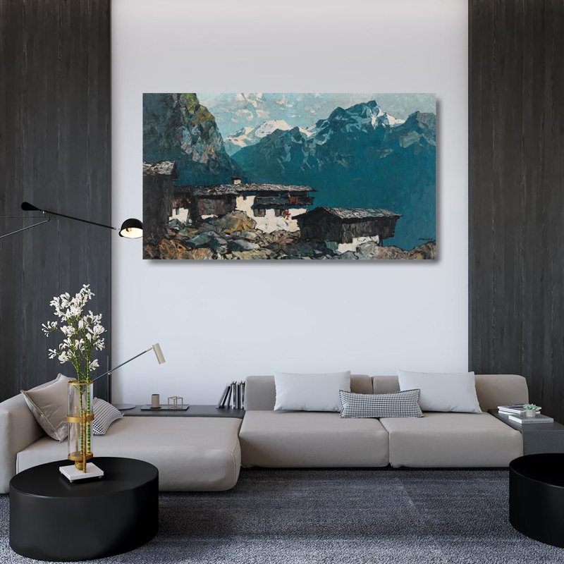 «Mountain Farmhouse» par Oskar Mulley - Art mural sur toile tendue avec châssis, H 48 po x l 33 po