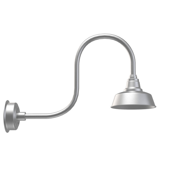 Luminaire de grange d'extérieur à DEL Vandervliet, H 9 po x l 10 po x P 17 po, Argent galvanisé