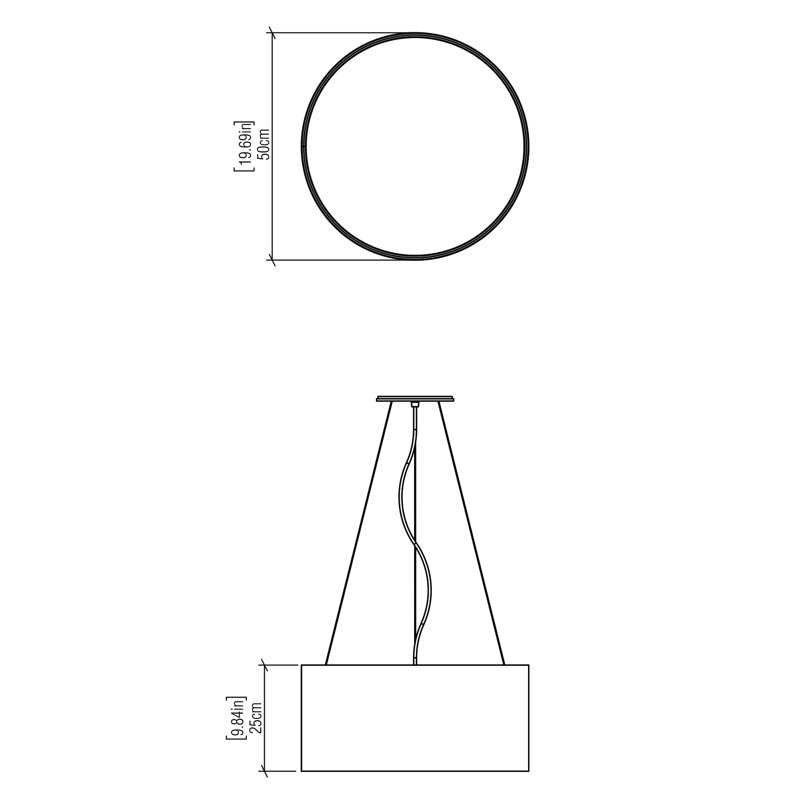 Cilíndrico 3 - Light Chandelier, Teak