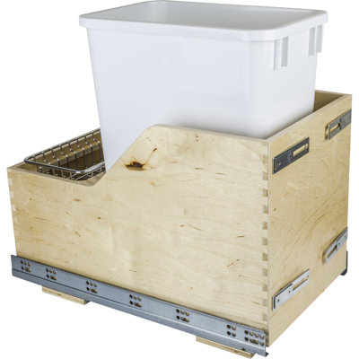 Solid Wood Open Pull Out Trash Can