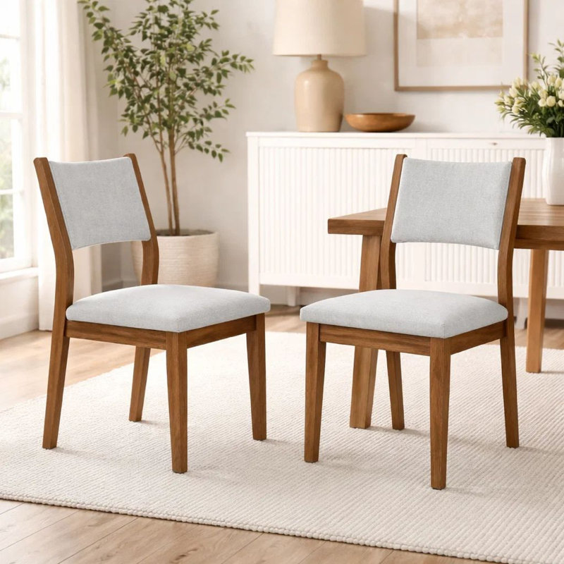 Ensemble de 2 chaises de salle à manger Meny, dossier à panneau gris clair, chêne noyer brun