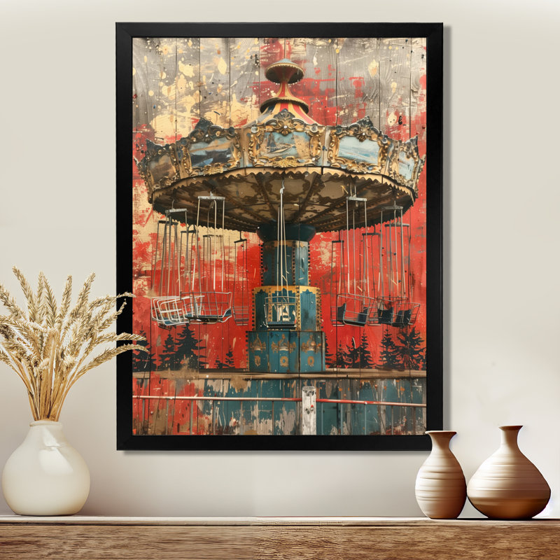 Virgile - Art mural parcs d'attractions, H 20 po x l 12 po x P 1 po, Cadre simple noir