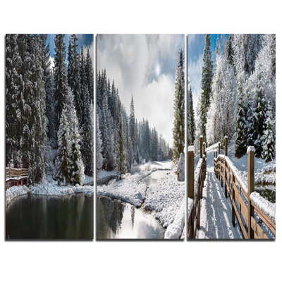Panorama du matin winter-ensemble de 3 impressions sur toiles tendues