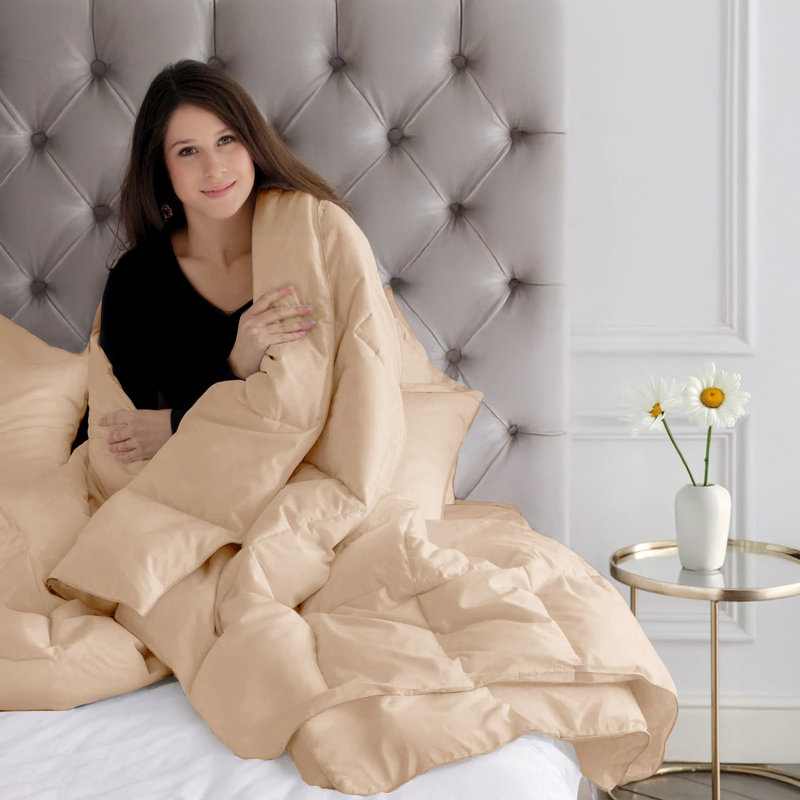 Housse de couette en duvet synthétique toutes saisons toutes saisons, Très grand lit, Beige