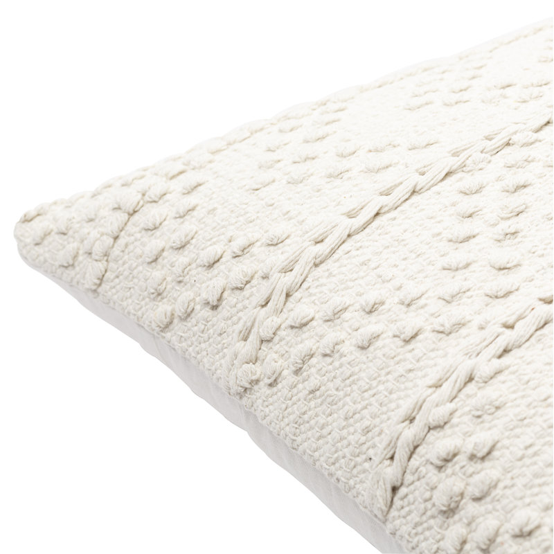 Dorceus Cotton Throw Pillow, White, Polyester/Polyfill, 20" x 20"