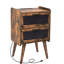 Table de chevet 2 tiroirs en bois massif brun / noir Gundelinda