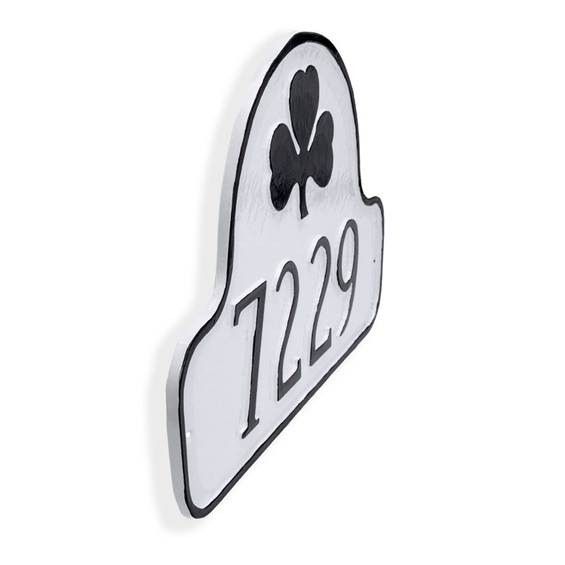 Shamrock 1-Line Wall Address Plaque, White / Black